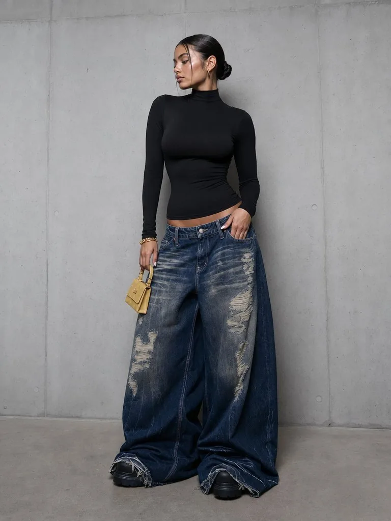 Editorial Portrait in Extreme Baggy Jeans reference