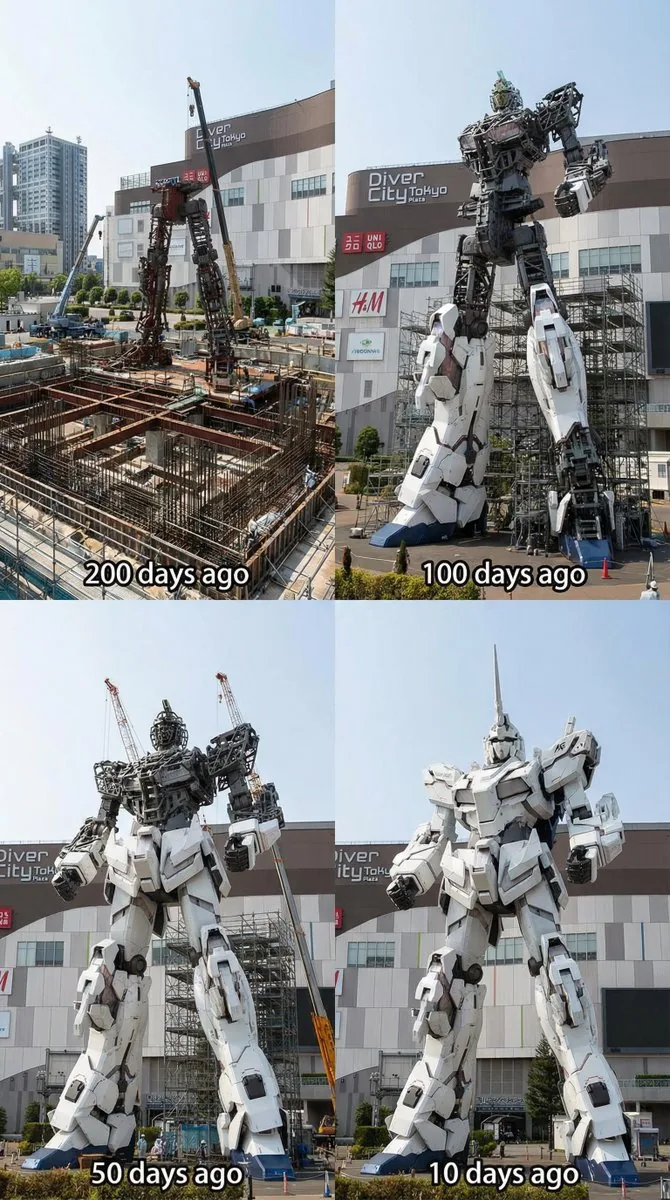 Odaiba Gundam Construction Process Visualization reference