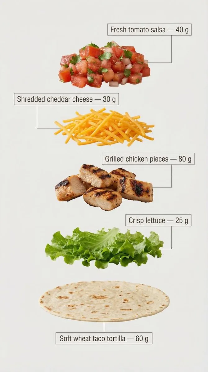 Exploded View Taco Infographic for Commercial Use - Nano Banana Pro AI Prompt for Infographic / Edu Visual reference