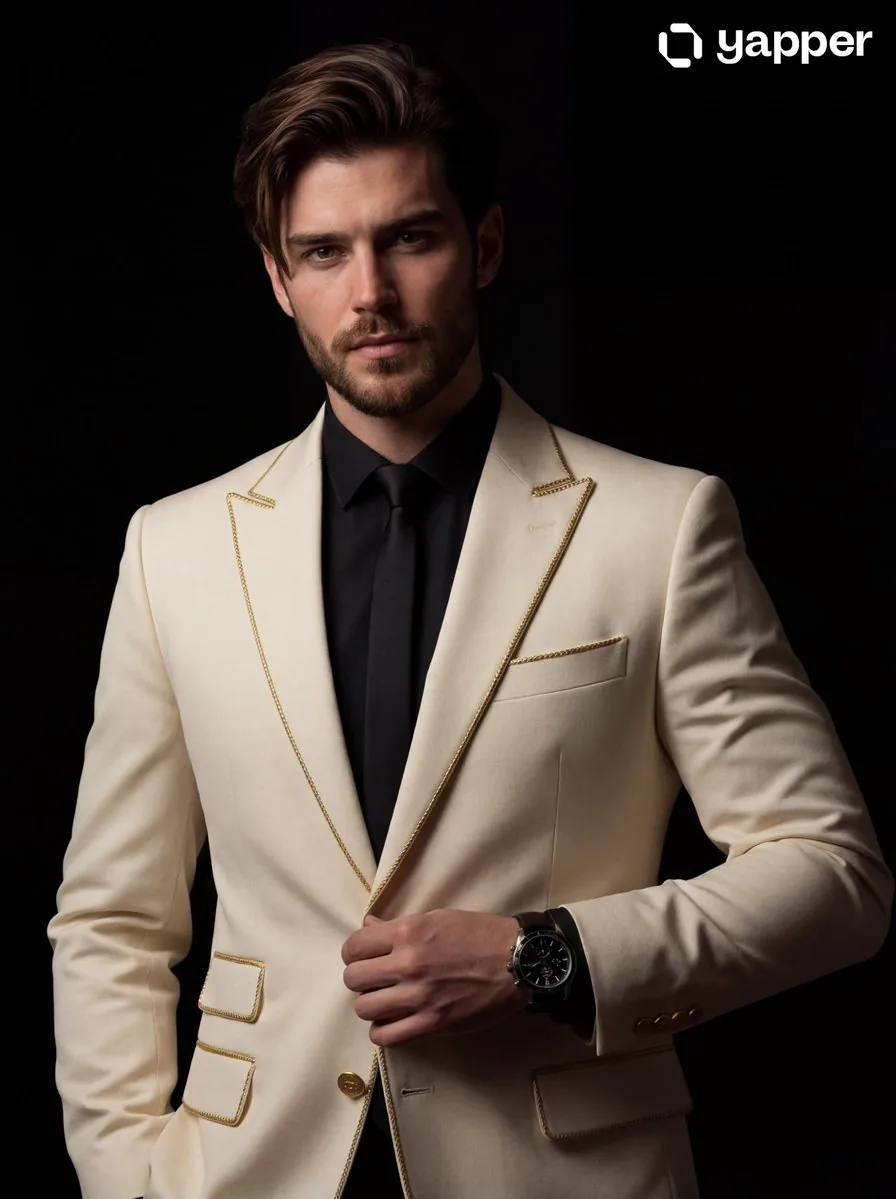 Cinematic Portrait of a Man in a Tailored Suit reference