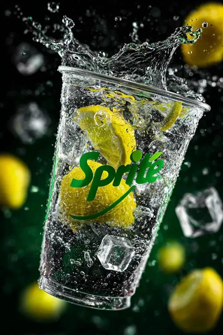 Floating Sprite Product Photography Prompt reference