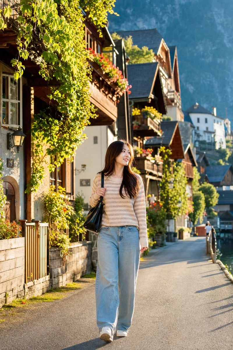 Japanese Woman in Hallstatt Travel Portrait reference