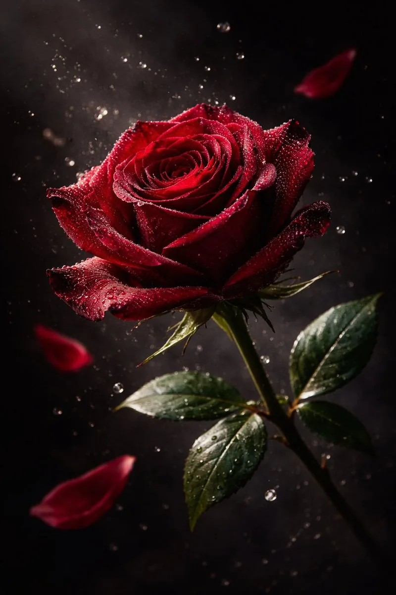 Luxury Macro Commercial Render of a Velvet Red Rose - Nano Banana Pro AI Prompt for Product Marketing reference