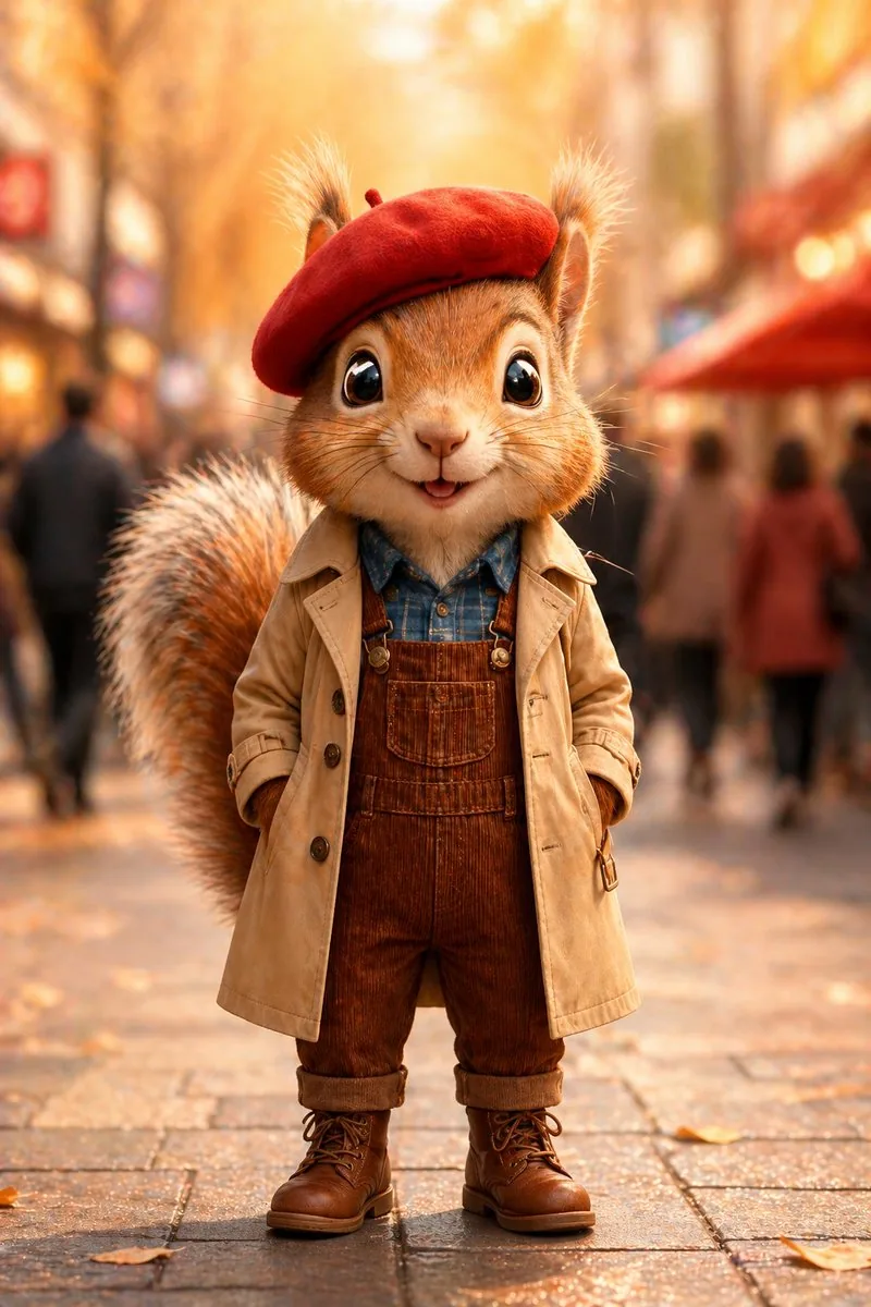 Autumn Squirrel Child Street Portrait reference