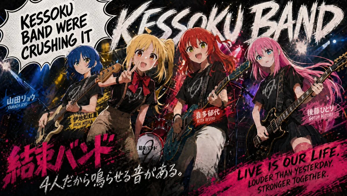 Kessoku Band Gritty Anime Poster reference