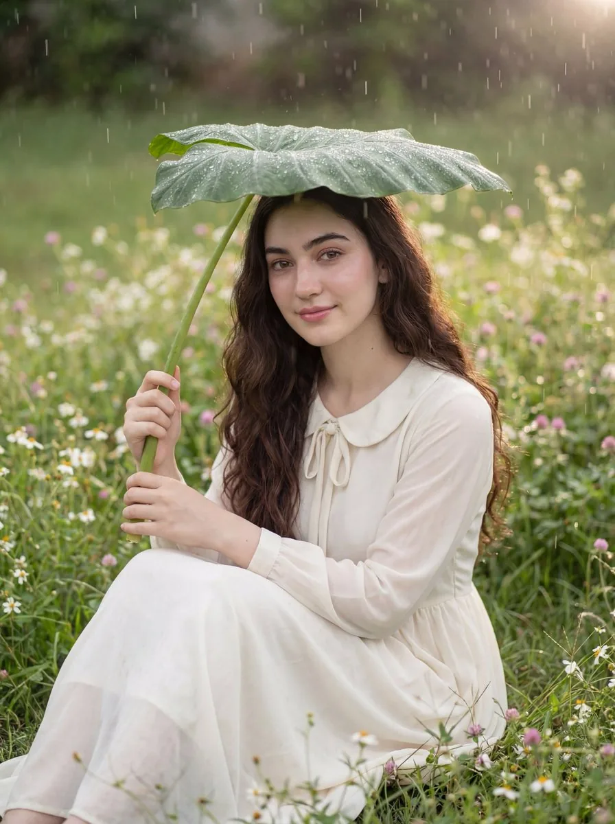 Realistic Portrait of a Woman in a Garden reference