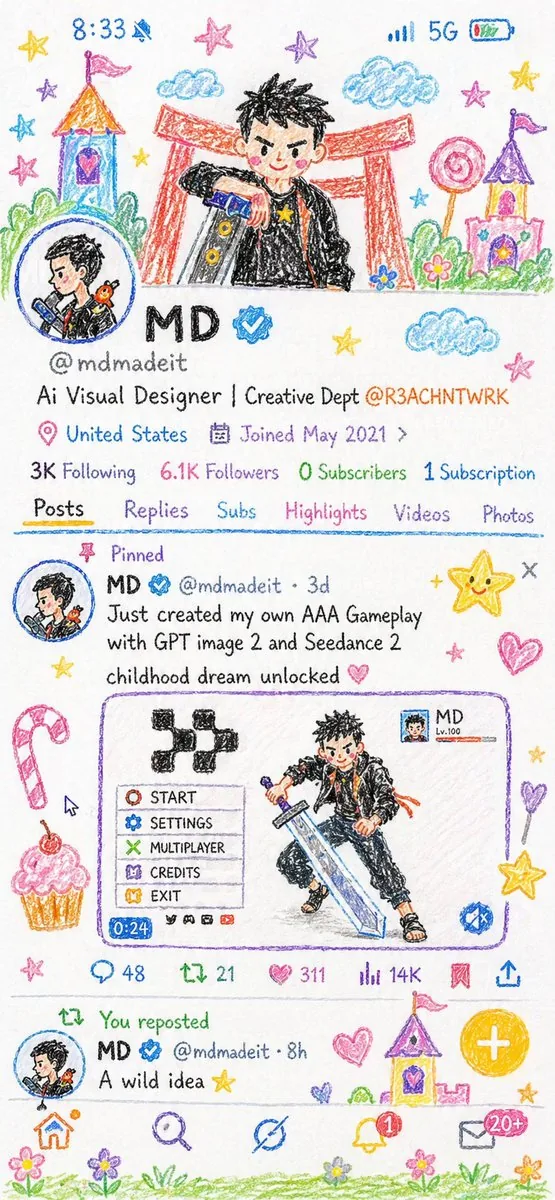Crayon Style Illustration Profile Picture reference