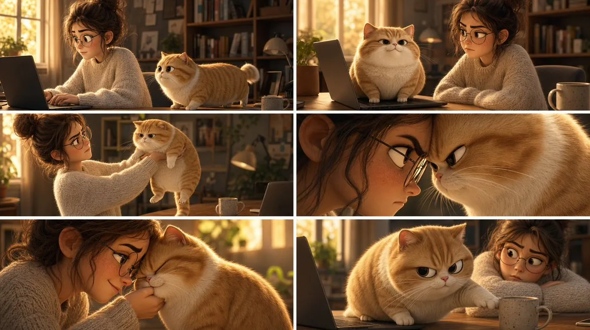 Pixar Cat Desk Storyboard reference