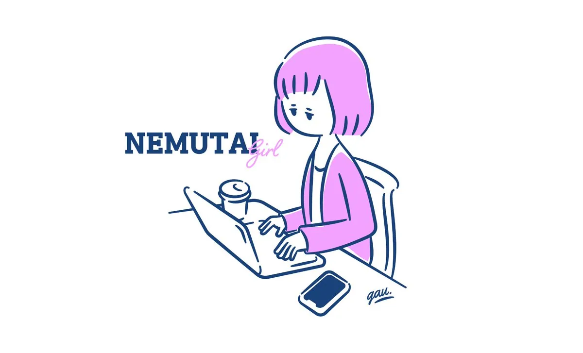Sleepy Girl at Laptop Illustration reference
