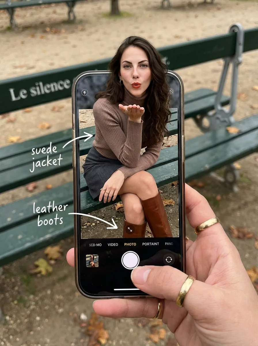 OOTD Breakdown Smartphone Pop-out Illusion - Nano Banana Pro AI Prompt for Social Media Post reference