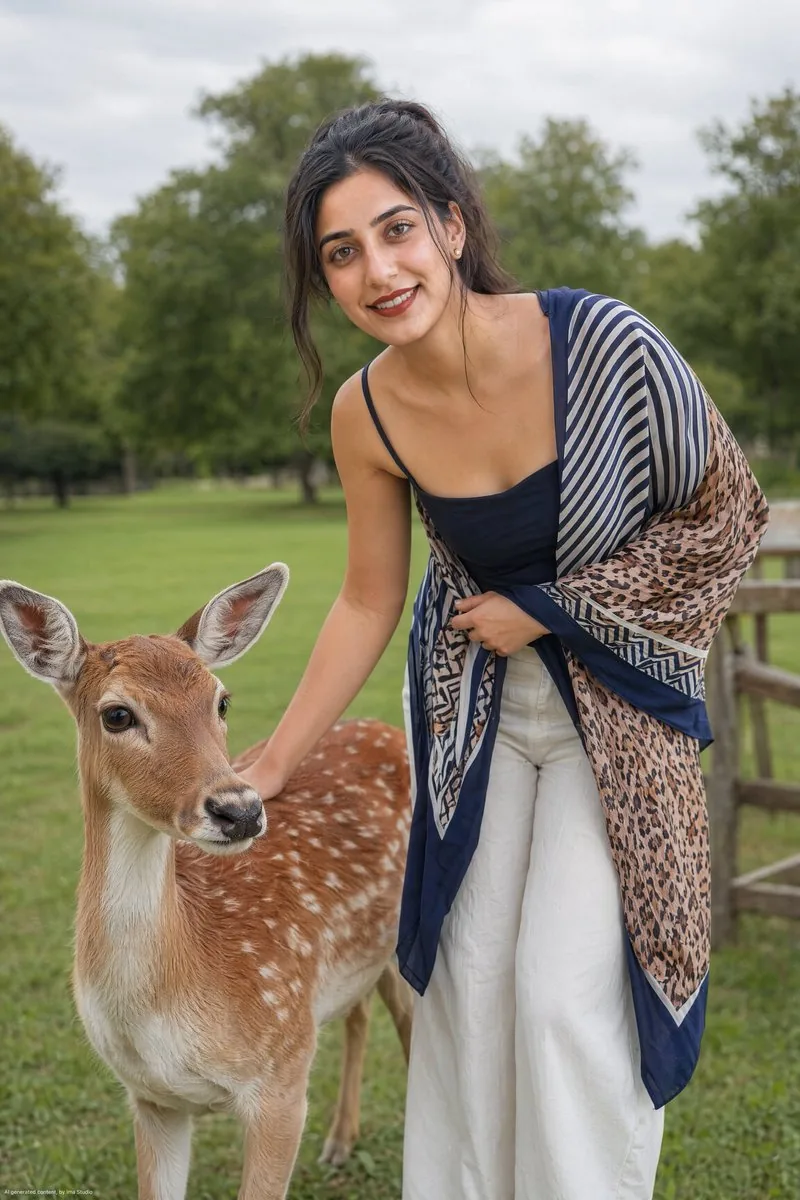 Realistic Portrait of Woman and Deer reference