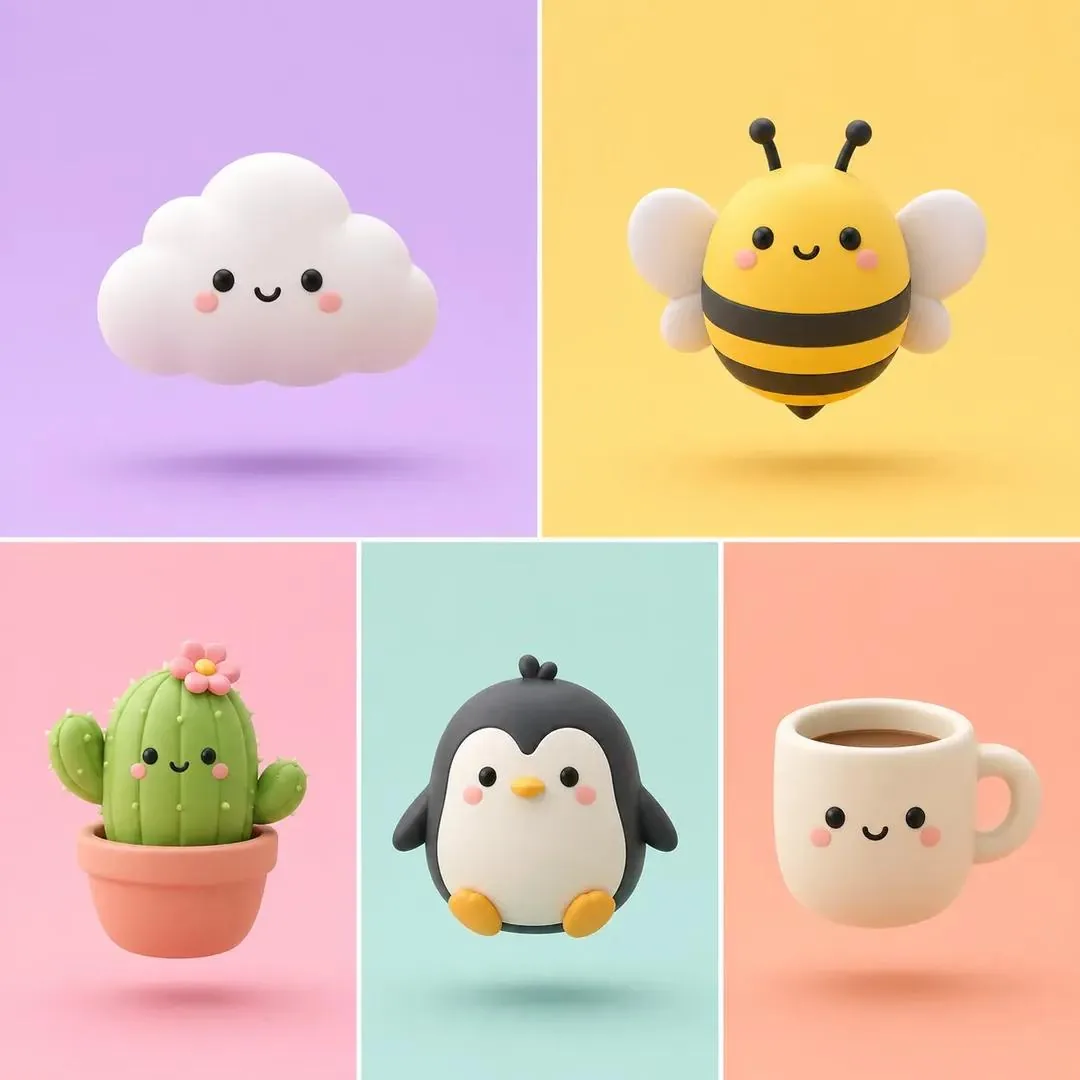 Minimalist 3D Clay Render reference