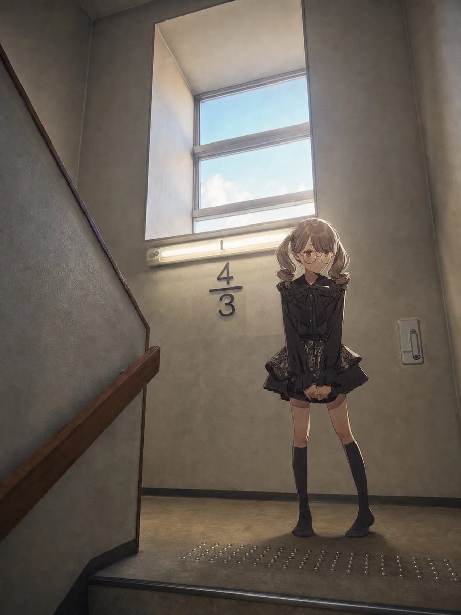 Anime Girl Stairwell Composite reference
