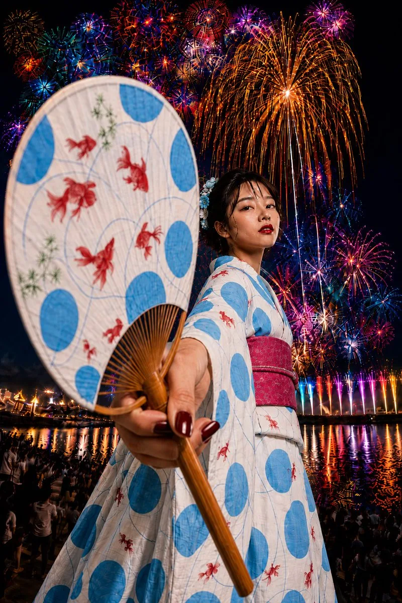 Goldfish Yukata Fireworks Festival Portrait reference