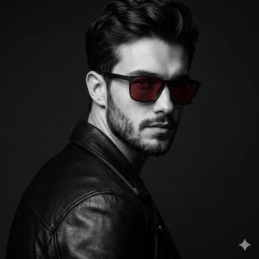 Black and White Fashion Portrait with Exact Facial Structure reference