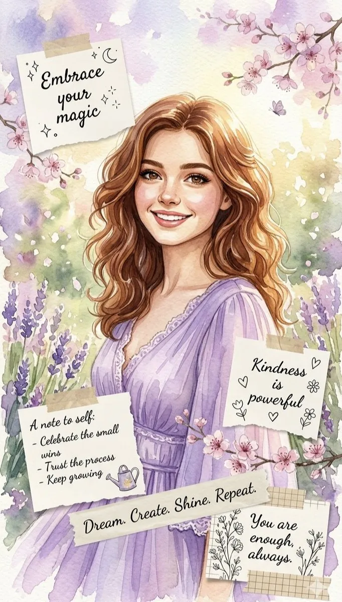 Watercolor Affirmation Illustration reference