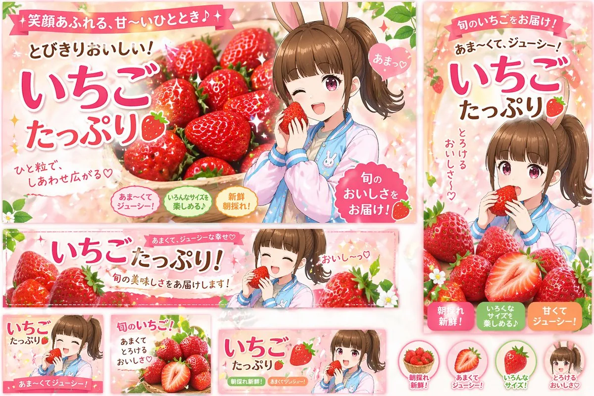 Anime Strawberry Promo Banner Set reference