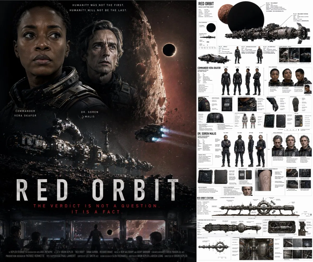 Sci-Fi Movie Poster and Production Design Sheet reference