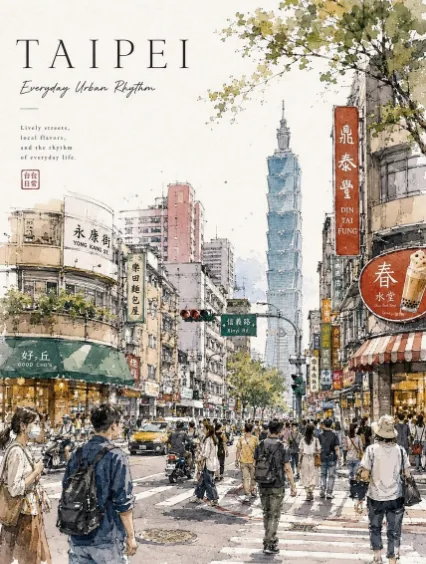 Taipei Watercolor Travel Poster reference