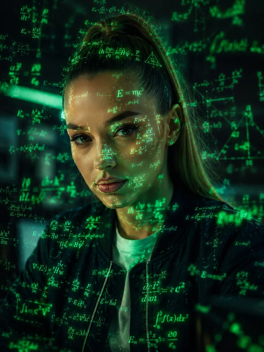 Futuristic Holographic Data Portrait reference