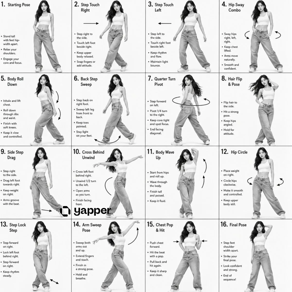 K-Pop Choreography Instruction Sheet reference