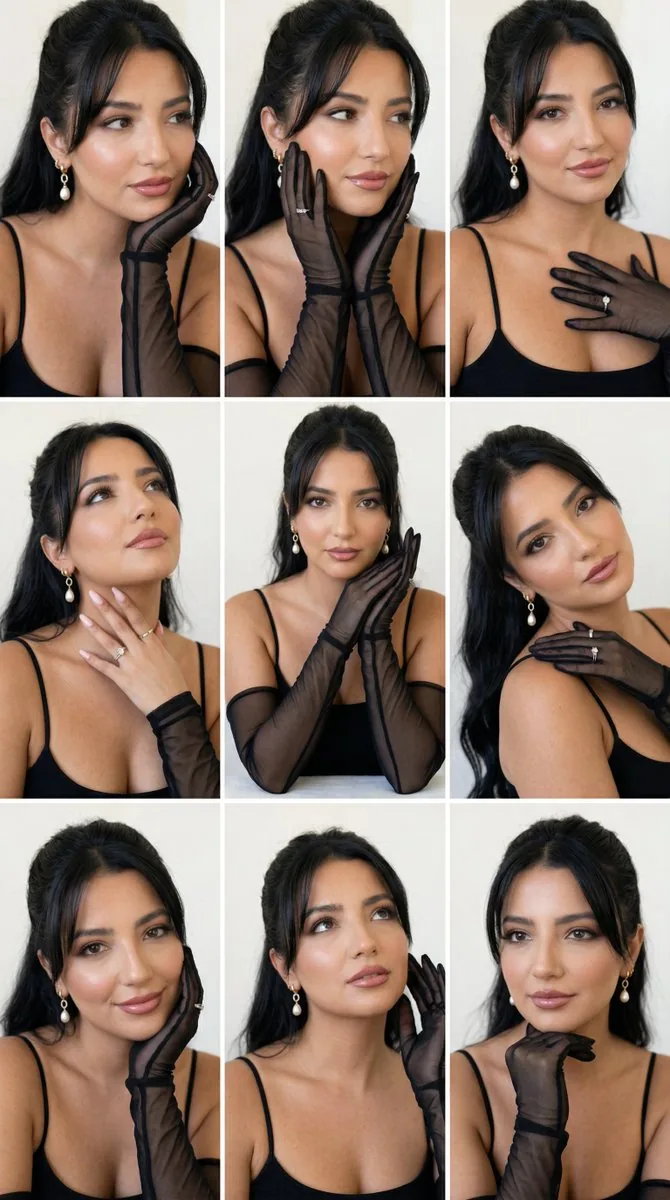 Sensual Editorial Portrait Grid with Identity Preservation - Nano Banana Pro AI Prompt for Social Media Post reference