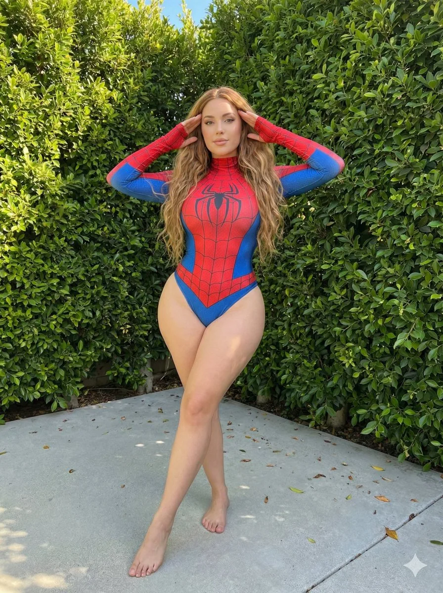 Photorealistic Spider-Girl Cosplay Portrait - Nano Banana Pro AI Prompt for Social Media Post reference