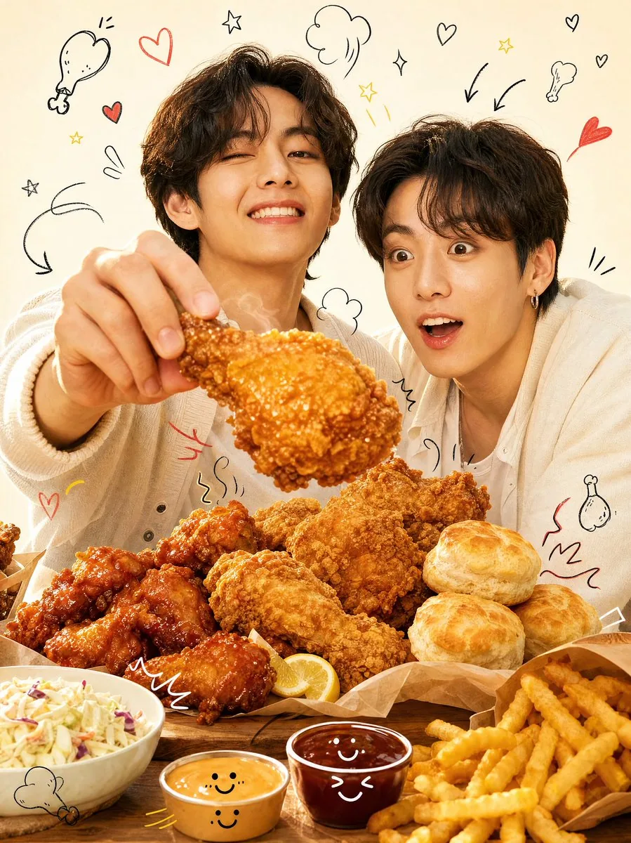 K-Pop Style Food Ad with Doodles reference
