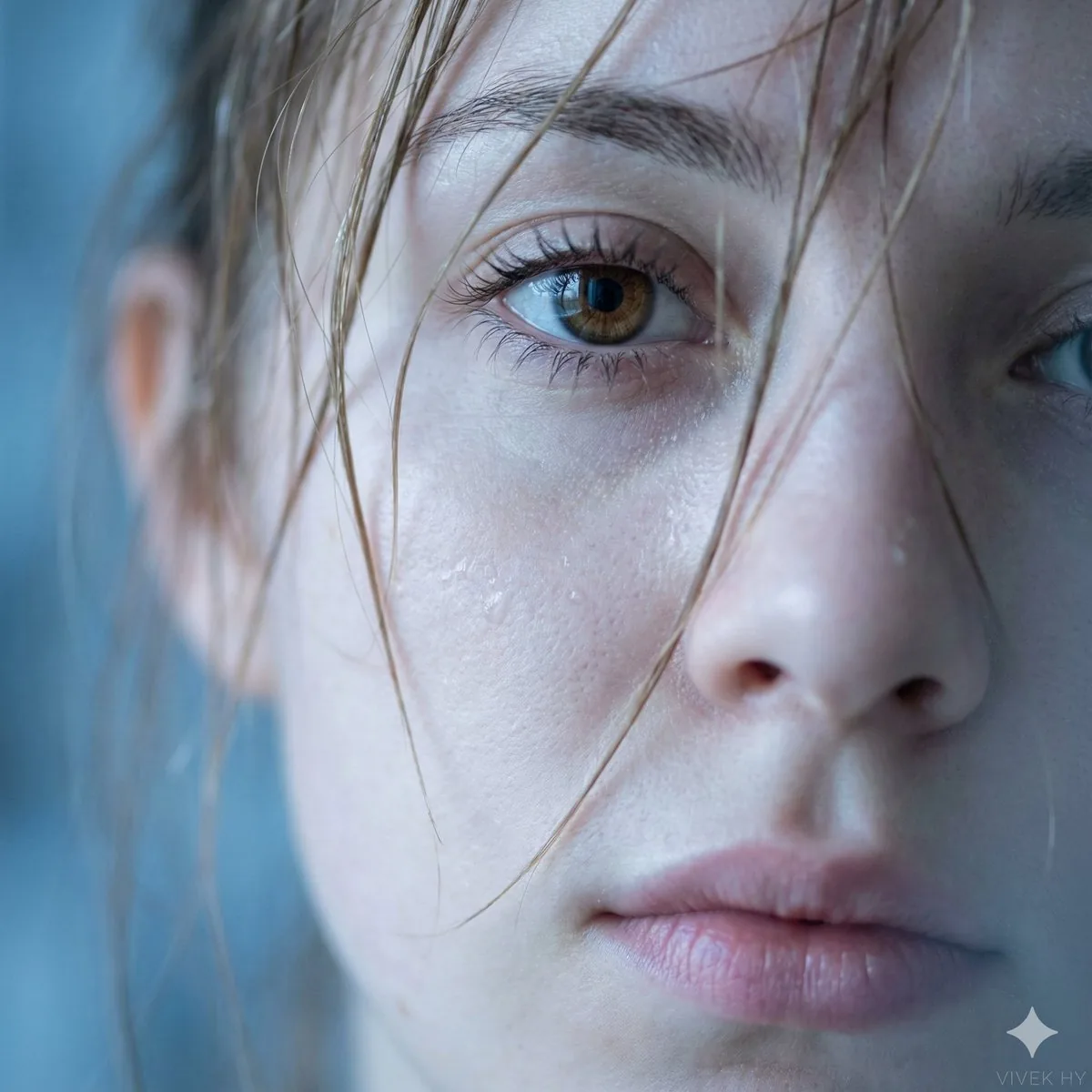 Macro Cinematic Portrait of a Woman's Eye and Face - Nano Banana Pro AI Prompt for Social Media Post reference