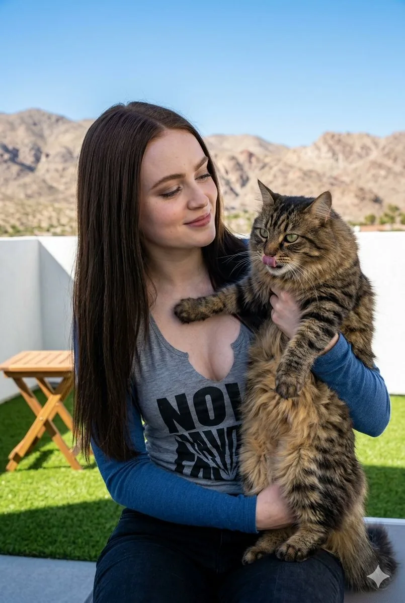 Portrait with Fluffy Tabby Cat - Nano Banana Pro AI Prompt for Social Media Post reference
