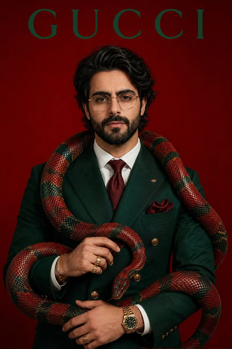 Emerald Suit Fashion Snake Portrait reference