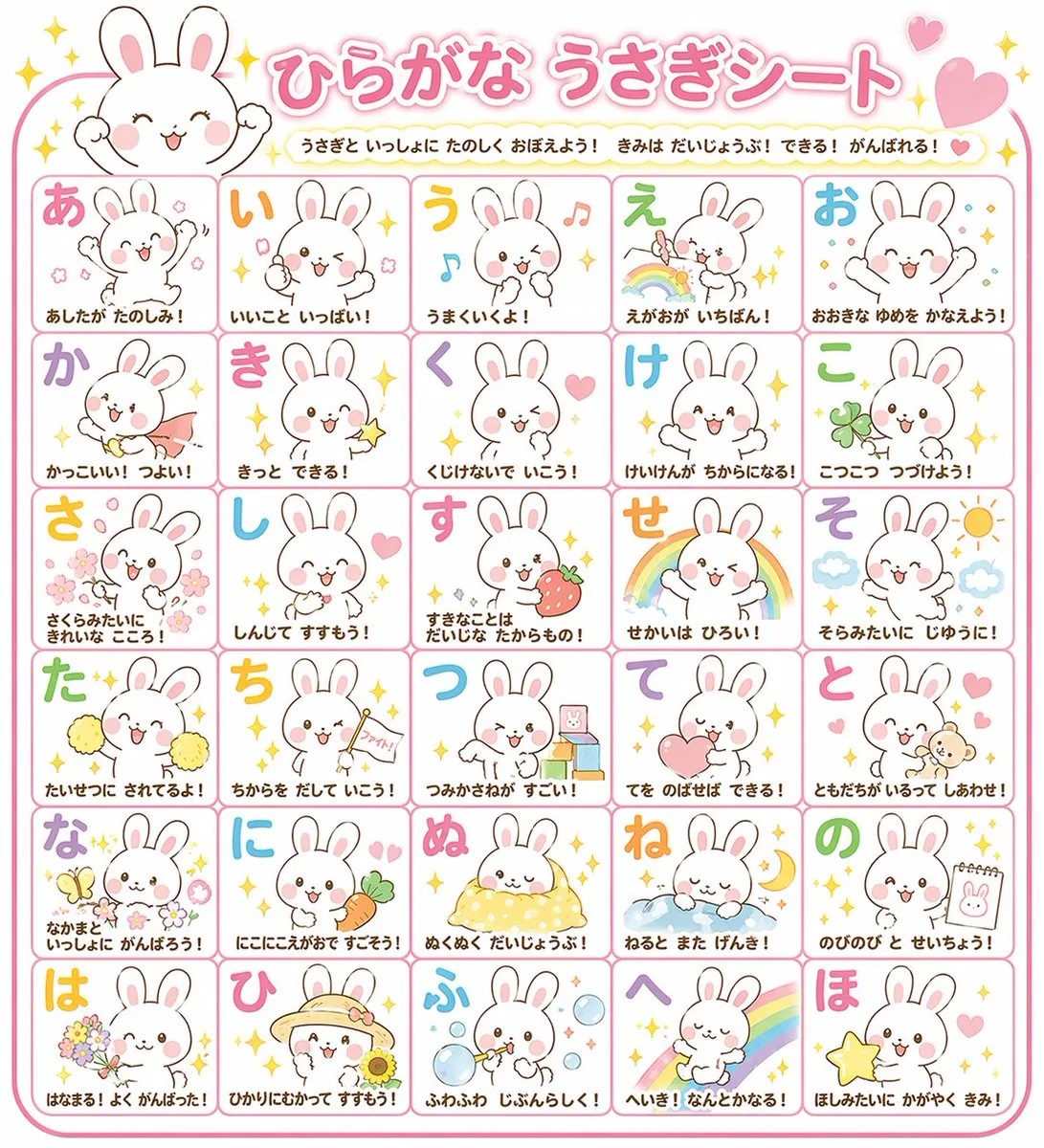 Educational Hiragana Sheet reference