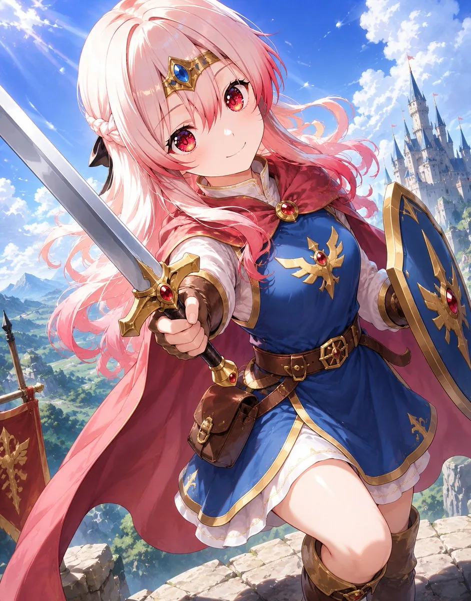 Pink-Haired Anime Female Hero reference