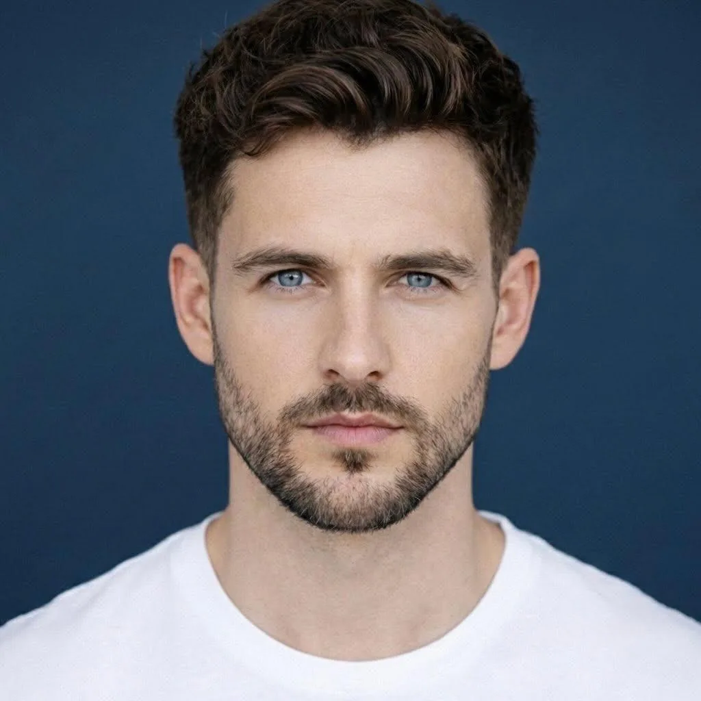 Ultra-Realistic Close-Up Portrait of Handsome Young Man reference