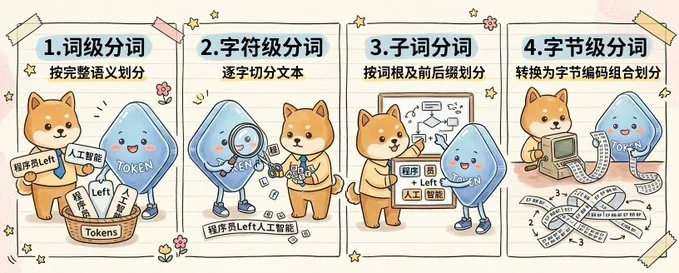 Cute Four-Panel Tokenization Infographic reference