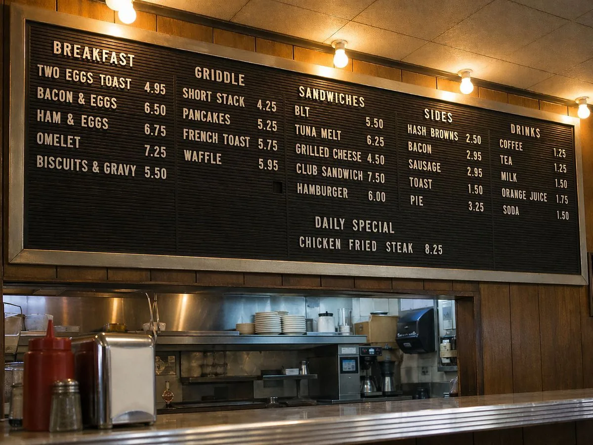 Vintage Diner Menu Board Scene reference
