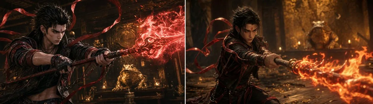 Nezha Fire Spear Split Comparison reference