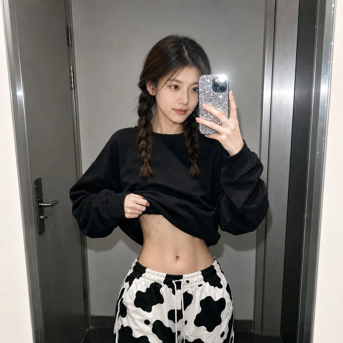 Realistic Raw Flash Mirror Selfie reference