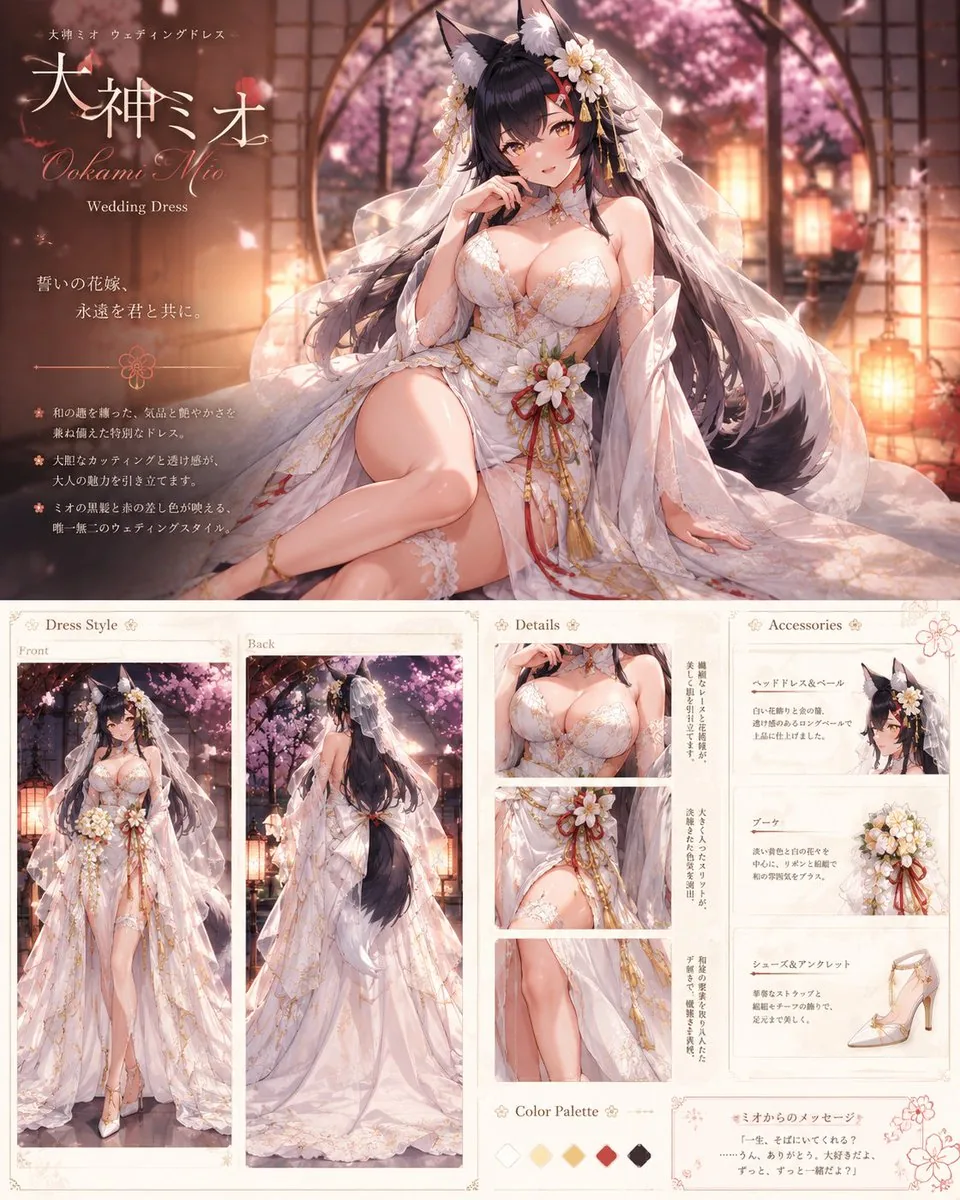 Ookami Mio Wedding Dress Sheet reference