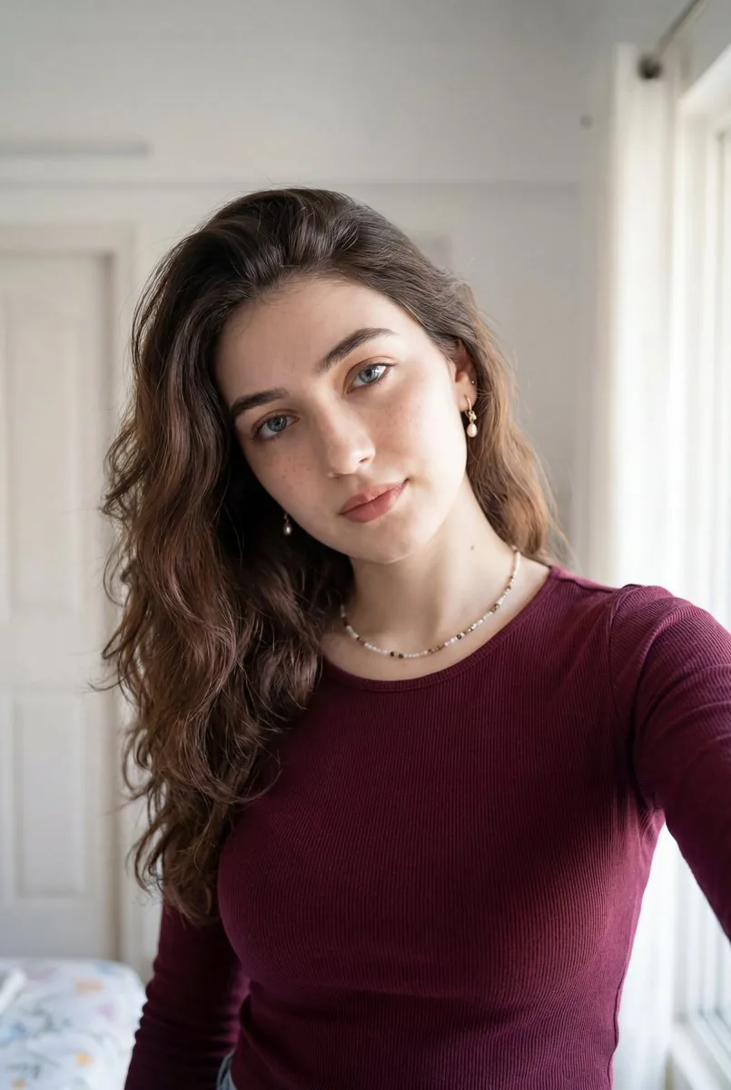 Ultra-Realistic Indoor Selfie Portrait reference