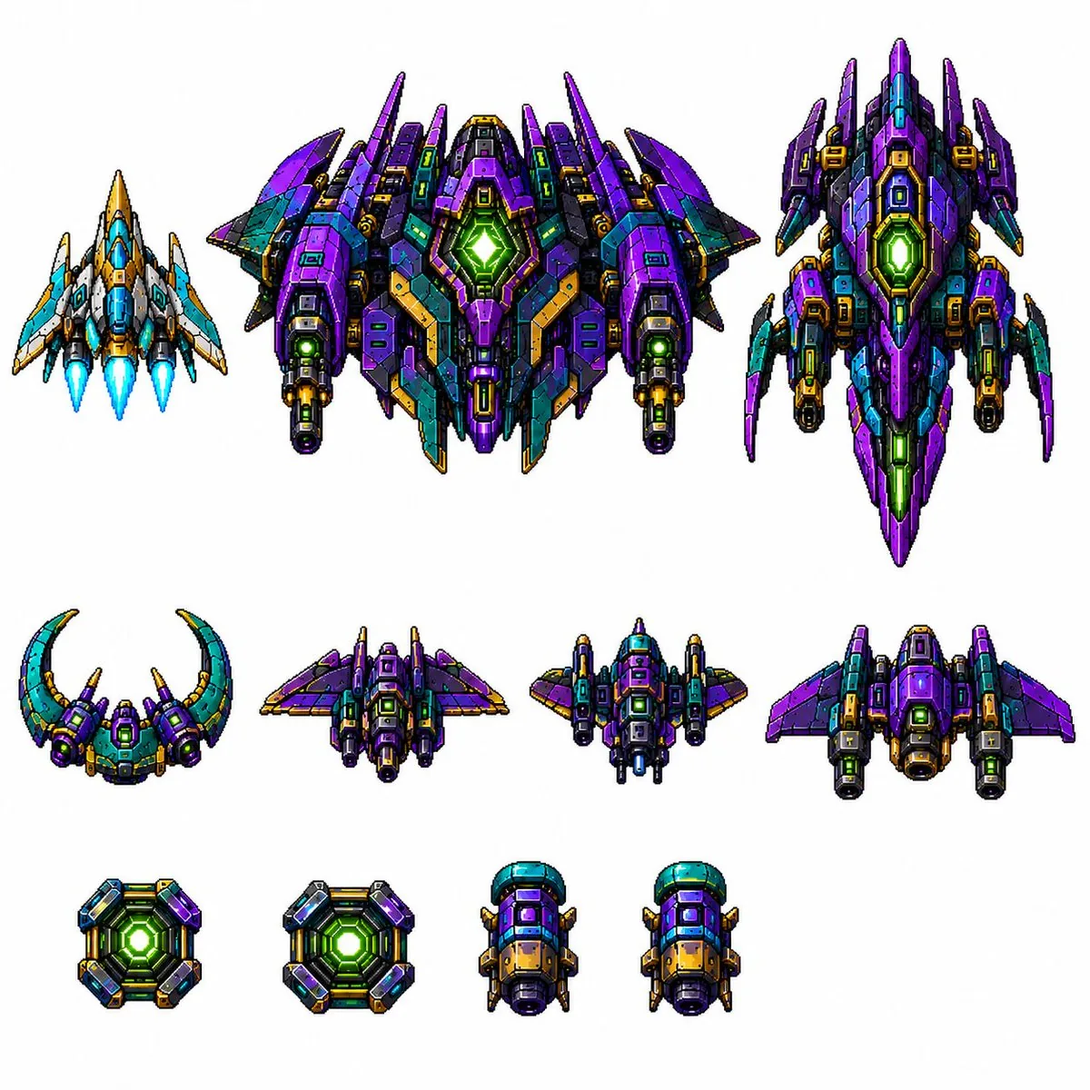 Retro Pixel Space Shooter Sprites reference