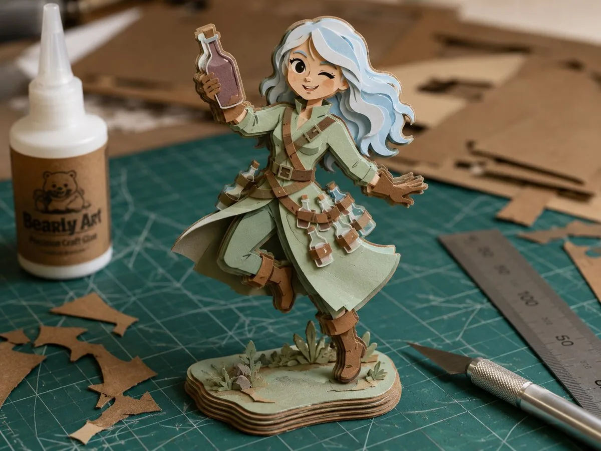 Layered Paper Alchemist Figurine reference
