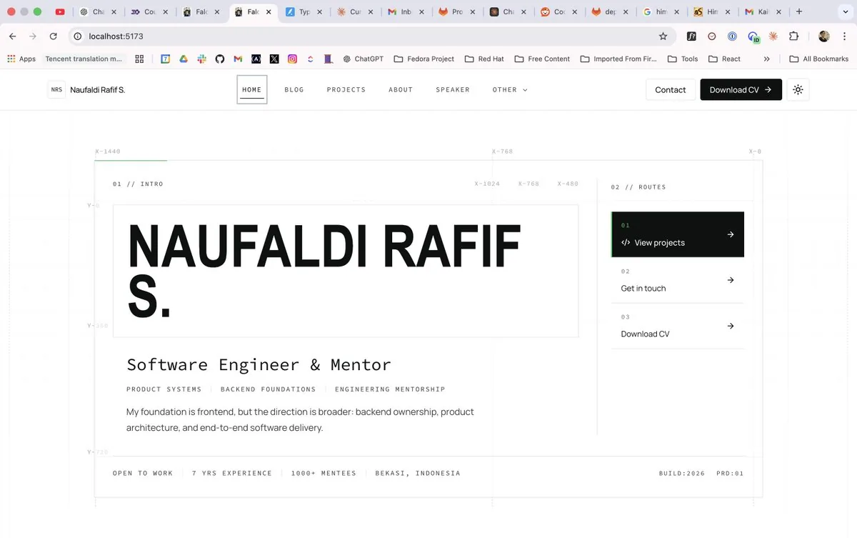 Minimal Developer Portfolio Homepage reference