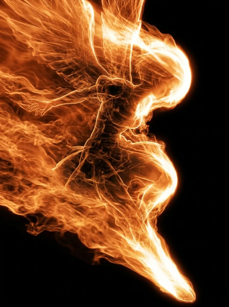 Flaming Angel in Black Void reference