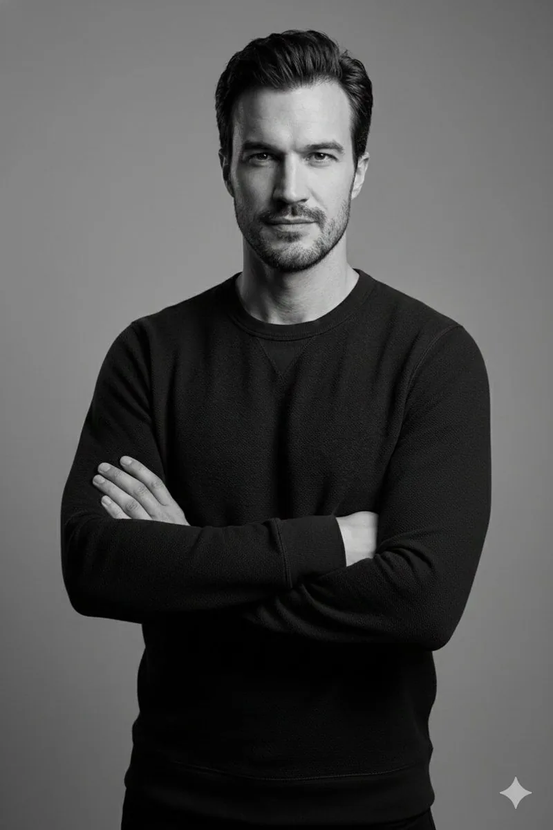 High-Contrast Monochrome Studio Portrait reference