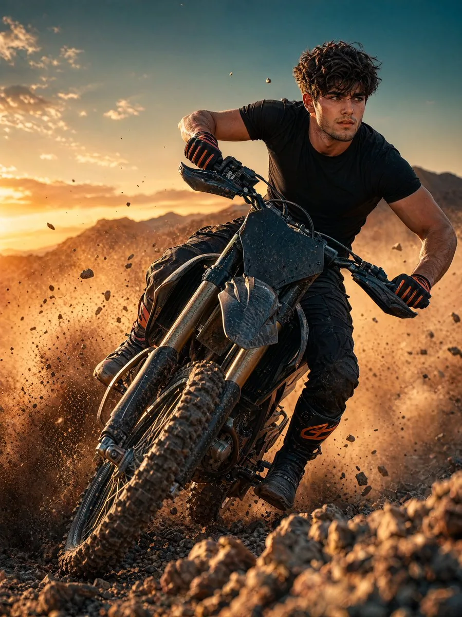 Sunset Motocross Action Portrait reference