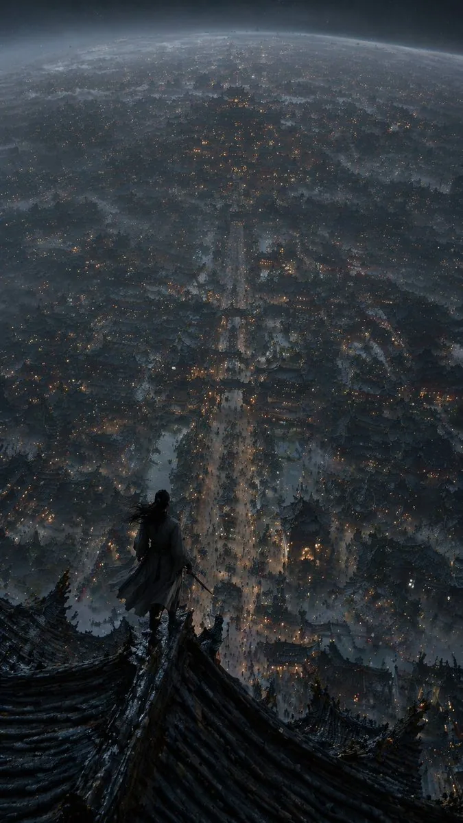 Xianxia Cityscape from God's-Eye View reference