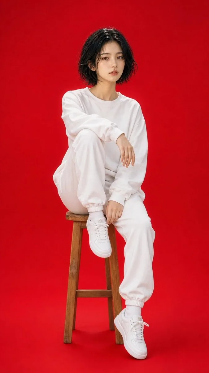 High Fashion Red Backdrop Portrait reference