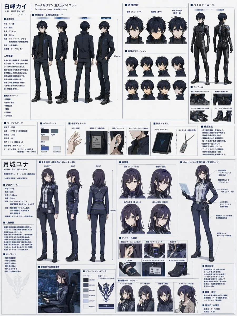 Dual Sci-Fi Character Reference Sheet reference