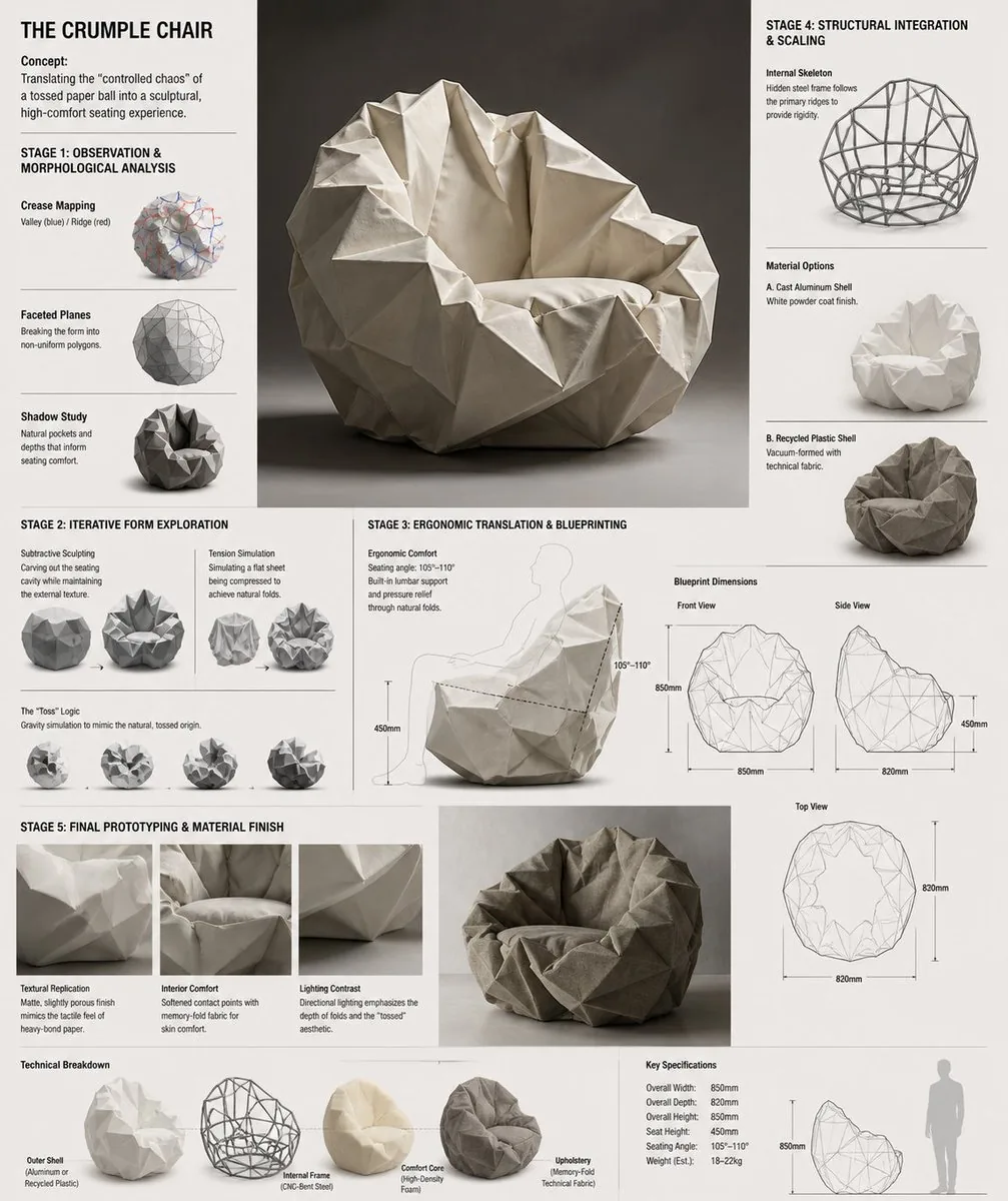 Crumple Paper Furniture Concept Design reference